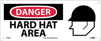AccuformNMC SA104 Danger, Hard Hat Area Sign w/ Graphic, 7" x 17"