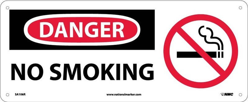 AccuformNMC MSMK018 OSHA Danger Safety Sign, No Smoking, 7" x 17"