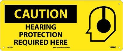 AccuformNMC MPPE761 OSHA Caution Safety Sign, Hearing Protection Required, 7" x 17"
