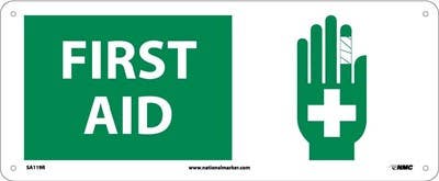 AccuformNMC MFSD591 First Aid Sign, 7" x 17"