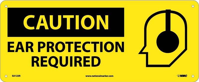 AccuformNMC MPPA632 OSHA Caution Safety Sign, Ear Protection Required In This Area, 7" x 17"