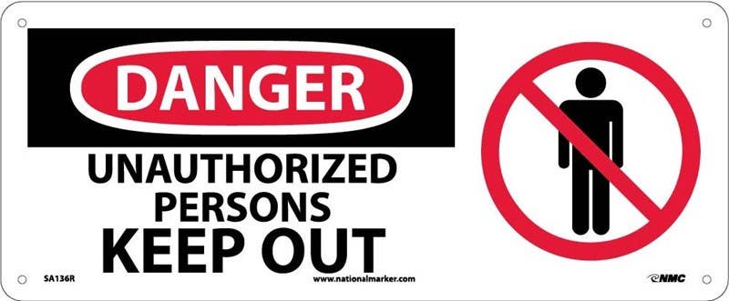 AccuformNMC SA136 Danger, Unauthorized Persons Keep Out Sign w/ Graphic, 7" x 17"