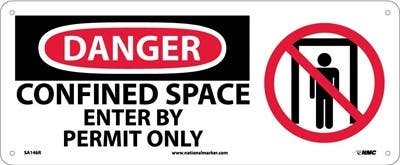 AccuformNMC MCSP123 OSHA Danger Safety Sign, Confined Space - Enter By Permit Only, 7" x 17"