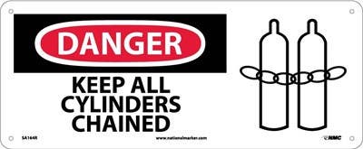 AccuformNMC SA164 Danger, Keep All Cylinders Chained Sign w/ Graphic, 7" x 17"