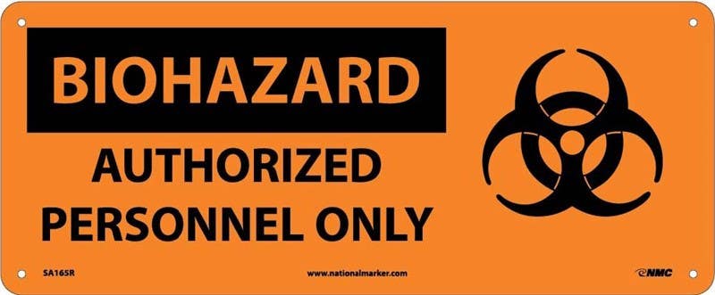 AccuformNMC SA165 Biohazard, Authorized Personnel Only Sign w/ Graphic, 7" x 17"
