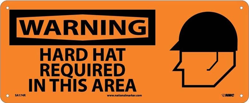 AccuformNMC MPPA641 OSHA Caution Safety Sign, Hard Hat Required In This Area, 7" x 17"