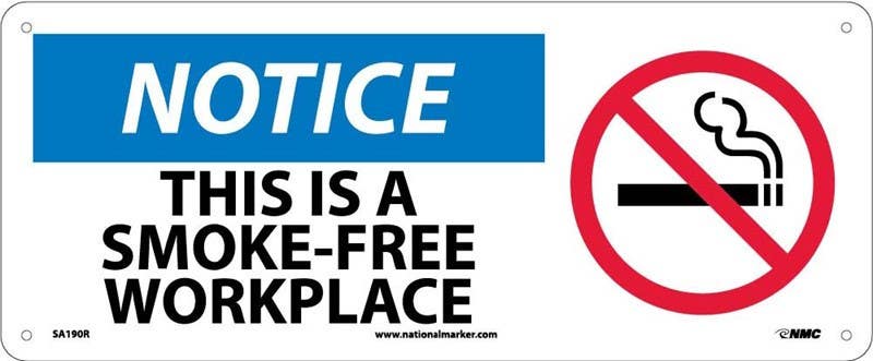 AccuformNMC SA190 Notice, This Is A Smoke-Free Workplace Sign w/ Graphic, 7" x 17"