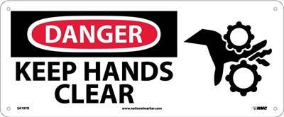 AccuformNMC SA197 Danger, Keep Hands Clear Sign, w/ Graphic, 7" x 17"