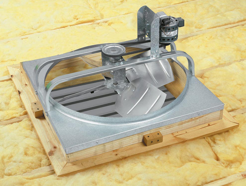 Air Vent Inc. 5450 Whole-House Attic Fan, Belt Drive, With Shutter