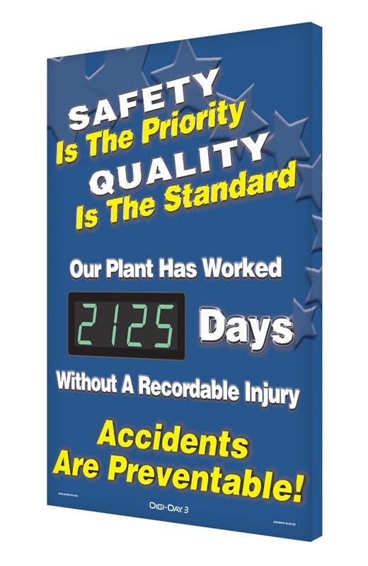AccuformNMC SCK125 Digi-Day Electronic Safety Scoreboard: Safety Is The Priority, 28" x 20", Aluminum