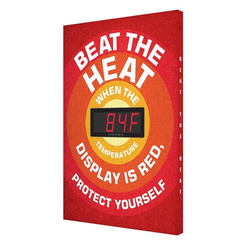 AccuformNMC SCK70 Digital Temperature Display Sign: Beat The Heat, Aluminum Face