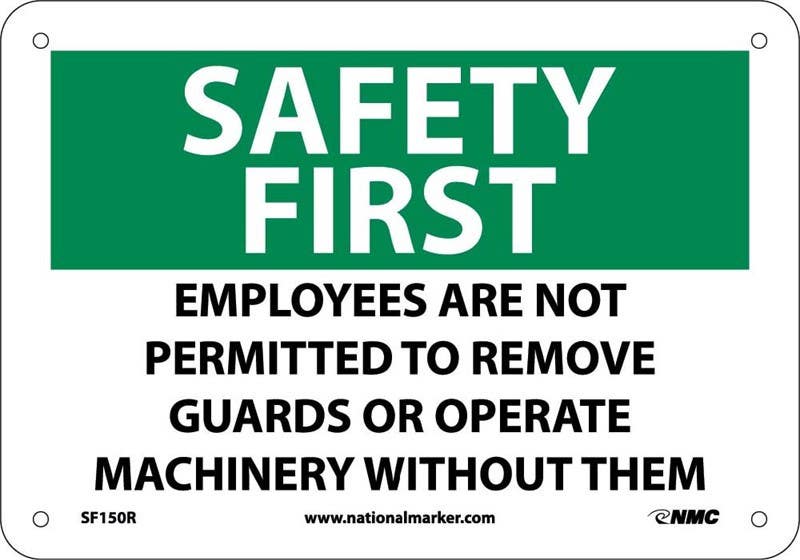 AccuformNMC SF150 Safety First, Machine Safety Sign