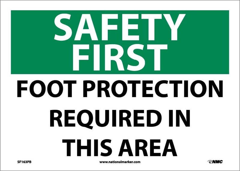 AccuformNMC SF163 Safety First, Foot Protection Required In This Area Sign, 10" x 14"