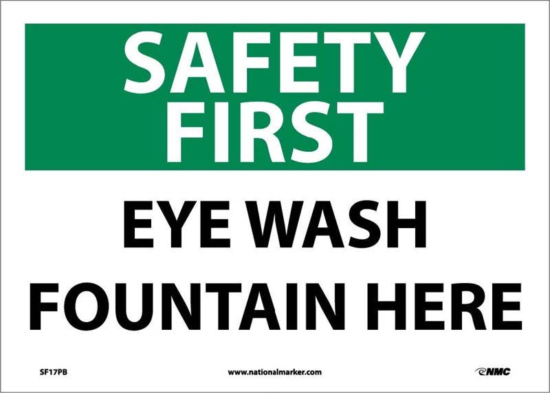 AccuformNMC MFSD OSHA Safety First Safety Sign, Eye Wash Fountain