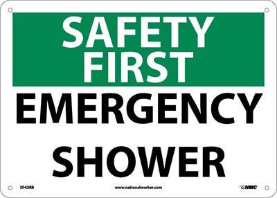 AccuformNMC MFSD OSHA Safety First Safety Sign, Emergency Shower
