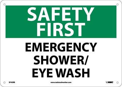 AccuformNMC MFSD OSHA Safety First Safety Sign, Safety Shower And Eyewash Station