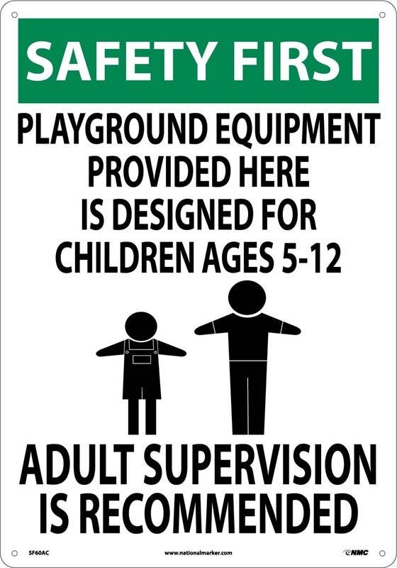 AccuformNMC SF60AC Safety First, Adult Supervision Sign, 20" x 14", Standard Aluminum