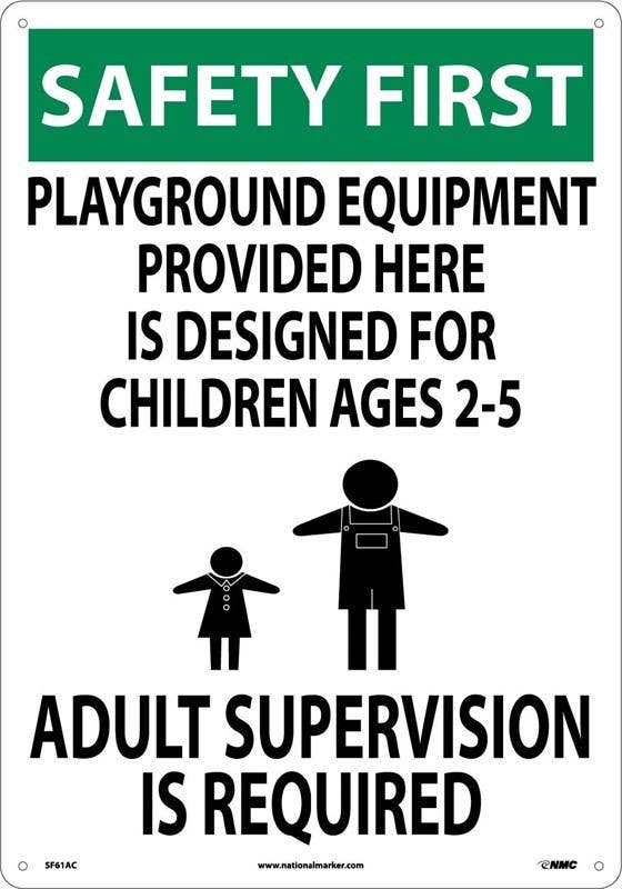 AccuformNMC SF61AC Safety First, Adult Supervision Sign, 20" x 14", Standard Aluminum