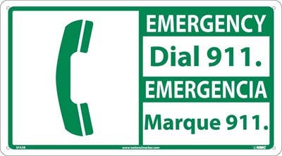 AccuformNMC SFA3 Emergency, Dial 911 Sign - Bilingual, 10" x 18"