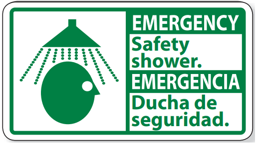 AccuformNMC SFA4 Emergency, Safety Shower Sign - Bilingual, 10" x 18"