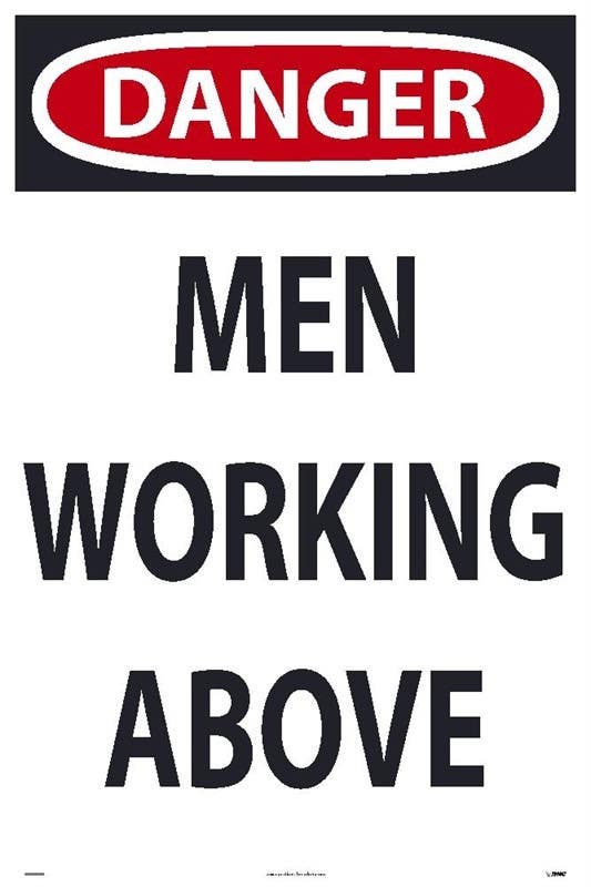 AccuformNMC PFR606 OSHA Danger Fold-Ups, Men Working Above, 20" x 12"