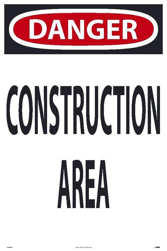 AccuformNMC SFS105 Danger, Construction Area Sign, 36" x 24"