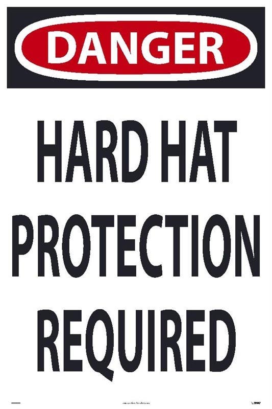 AccuformNMC SFS109 Danger, Hard Hat Protection Required Sign, 36" x 24"
