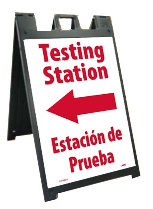 AccuformNMC SFS110CKIT Testing Station Sidewalk Stand/Sign, Left, Rigid Plastic, 45" x 25"