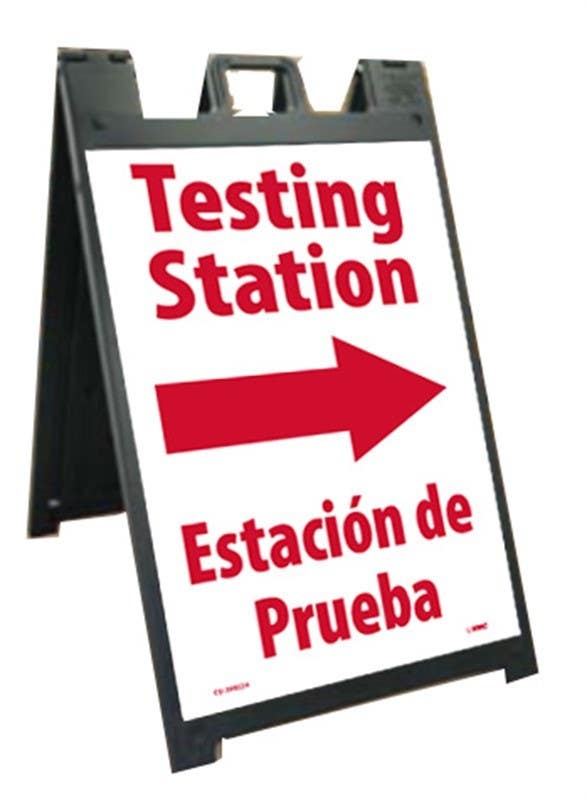 AccuformNMC SFS111CKIT Testing Station Sidewalk Stand/Sign, Right, Rigid Plastic, 45" x 25"
