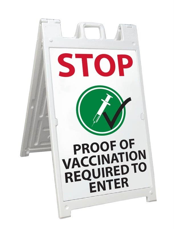 AccuformNMC SFS123 Stop, Proof Of Vaccination Required To Enter Sign, 36" x 24", Corrugated Plastic 0.166