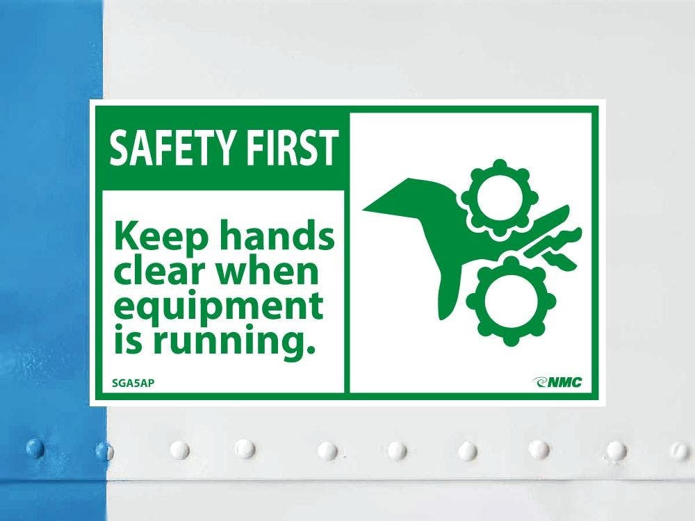 AccuformNMC SGA5AP Safety First, Keep Hands Clear Label, 3" x 5", PS Vinyl, 5/Pk