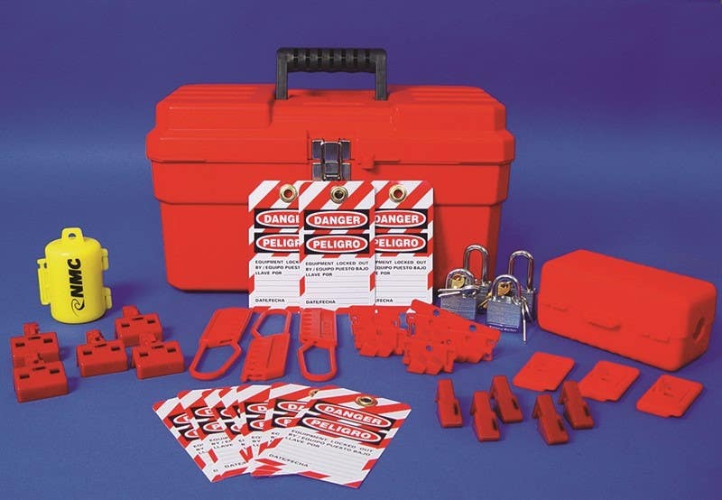 AccuformNMC SKEBBI Bilingual Electrical Lockout Starter Kit Tool Box With Contents
