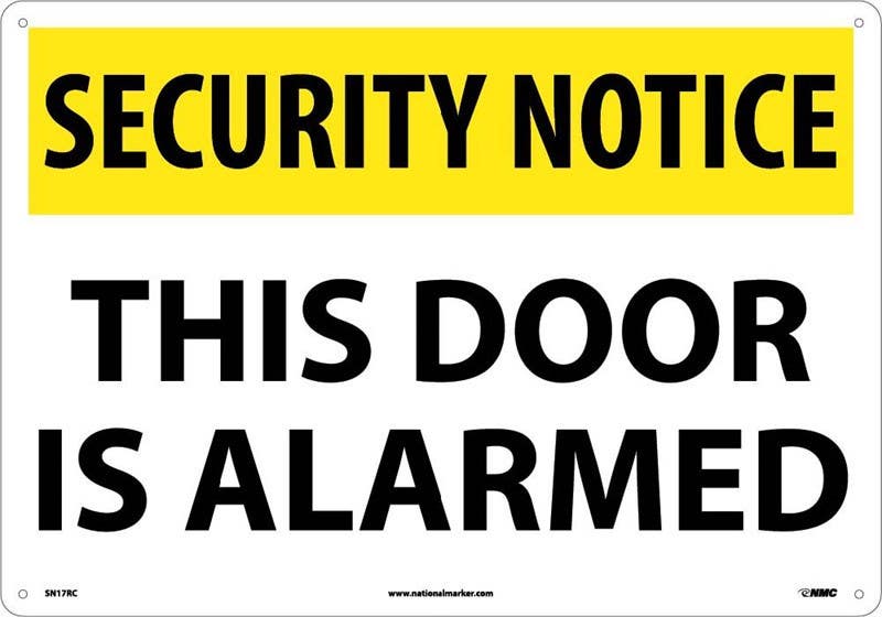 AccuformNMC SN17 Security Notice, This Door Is Alarmed Sign, 14" x 20"