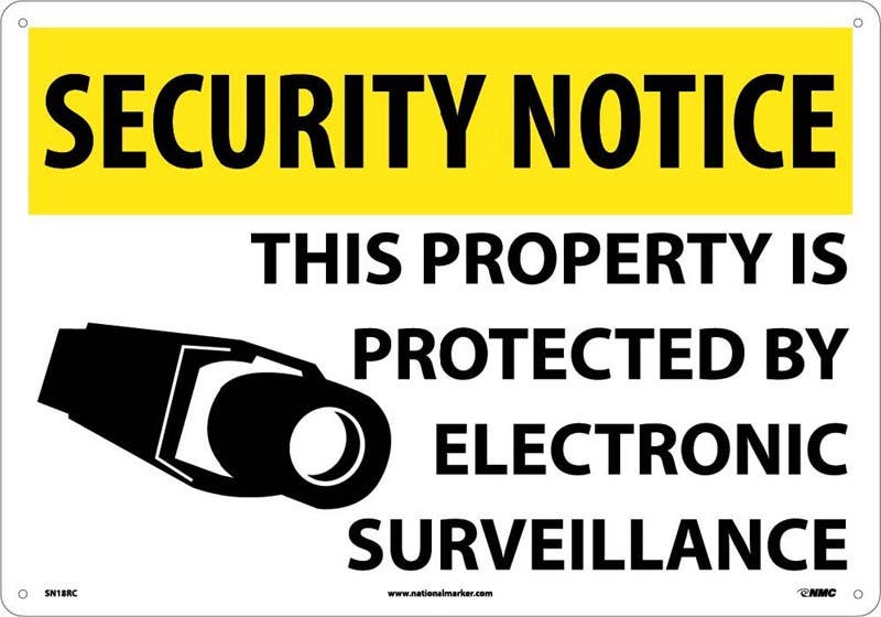 AccuformNMC SN18 Security Notice, Electronic Surveillance Sign, 14" x 20"