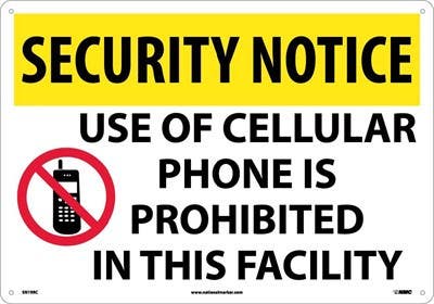 AccuformNMC SN19 Security Notice, Use Of Cellular Phone Is Prohibited Sign, 14" x 20"