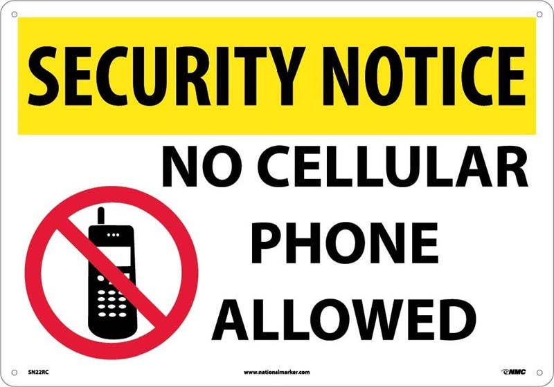 AccuformNMC SN22 Security Notice, No Cellular Phone Allowed Sign, 14" x 20"