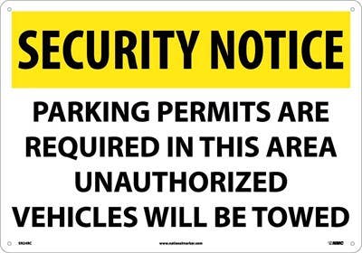 AccuformNMC SN24 Security Notice, Permits Are Required In This Area Sign, 14" x 20"
