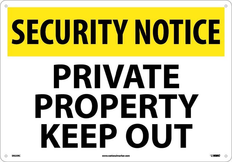 AccuformNMC SN25 Security Notice, Private Property Keep Out Sign, 14" x 20"