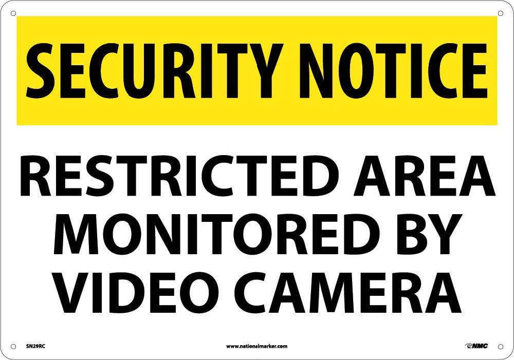AccuformNMC SN29 Security Notice, Restricted Area Monitored Sign, 14" x 20"
