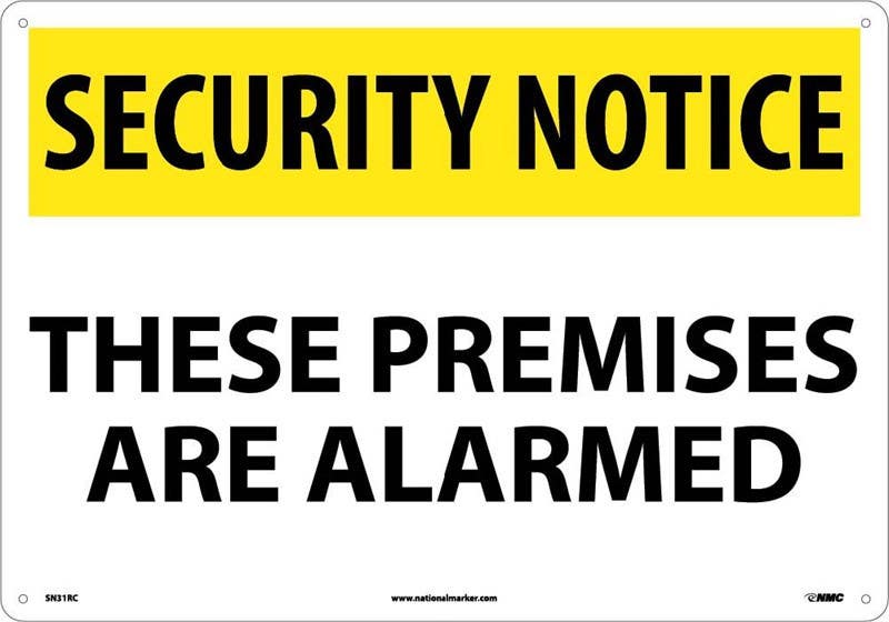 AccuformNMC SN31 Security Notice, These Premises Are Alarmed Sign, 14" x 20"