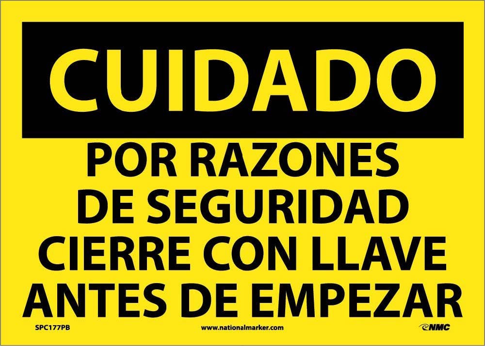 AccuformNMC SPC177 Caution, Lockout Before Start Sign (Spanish), 10" x 14"