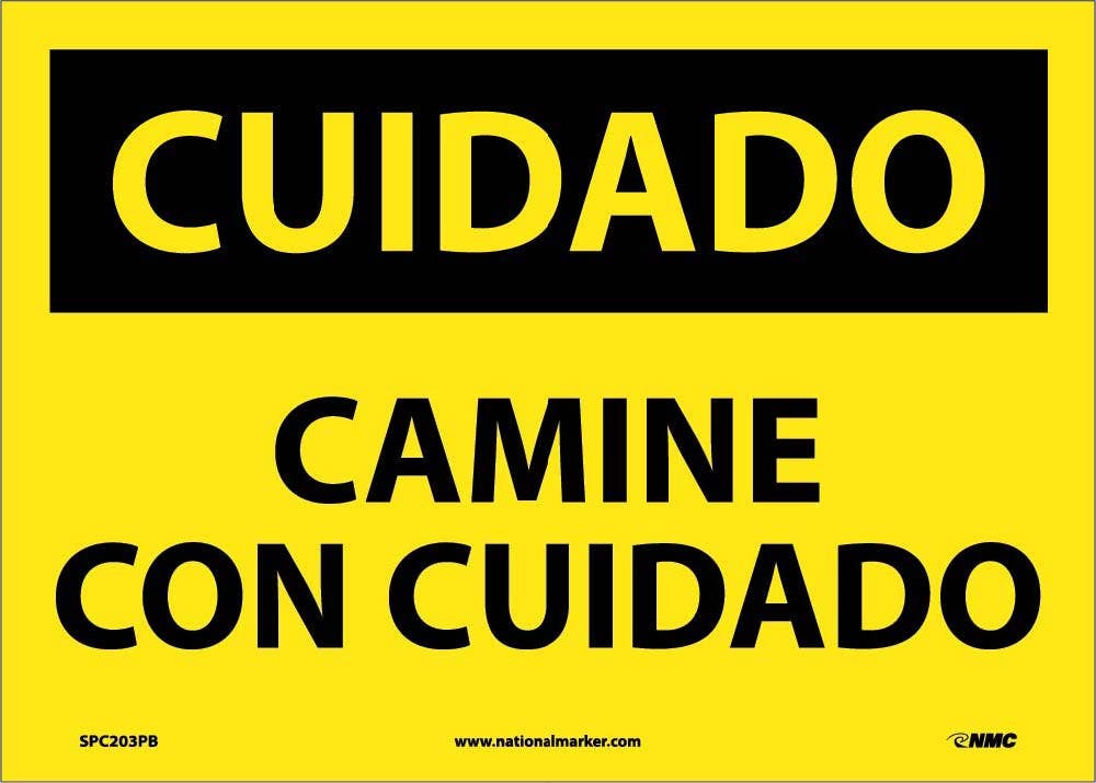 AccuformNMC SHMST OSHA Caution Safety Sign, Watch Your Step, Spanish