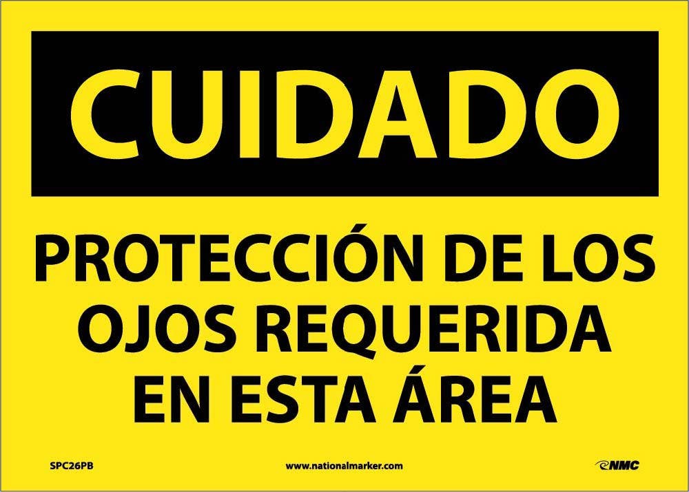 AccuformNMC SHMPPE OSHA Caution Safety Sign, Eye Protection Required In This Area, Spanish