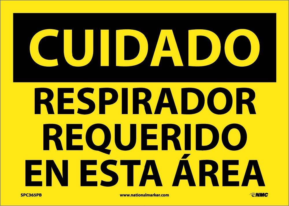 AccuformNMC SHMPPE OSHA Caution Safety Sign, Respirators Required In This Area, Spanish