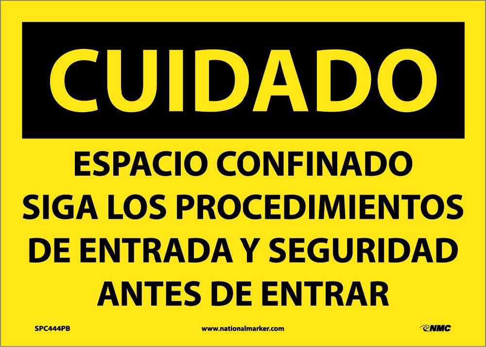 AccuformNMC SPC444 Caution, Confined Space Sign (Spanish), 10" x 14"
