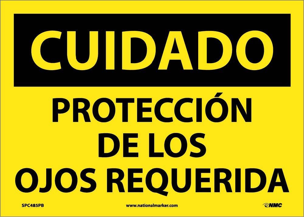 AccuformNMC SPC485 Caution, Eye Protection Required Sign (Spanish), 10" x 14"