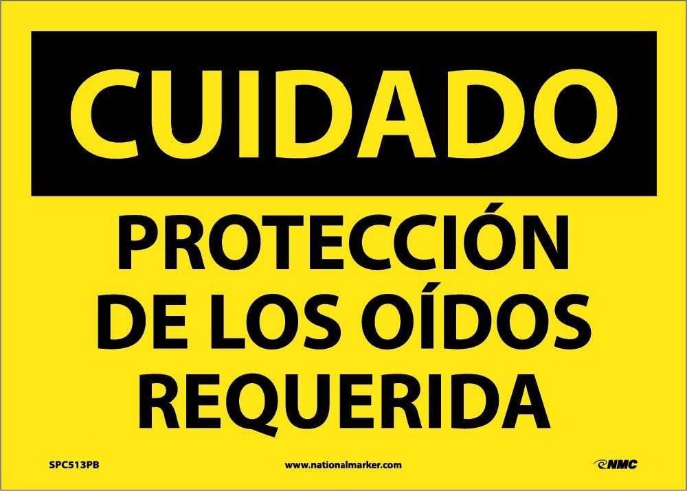 AccuformNMC SHMPPE OSHA Caution Safety Sign, Hearing Protection Required, Spanish