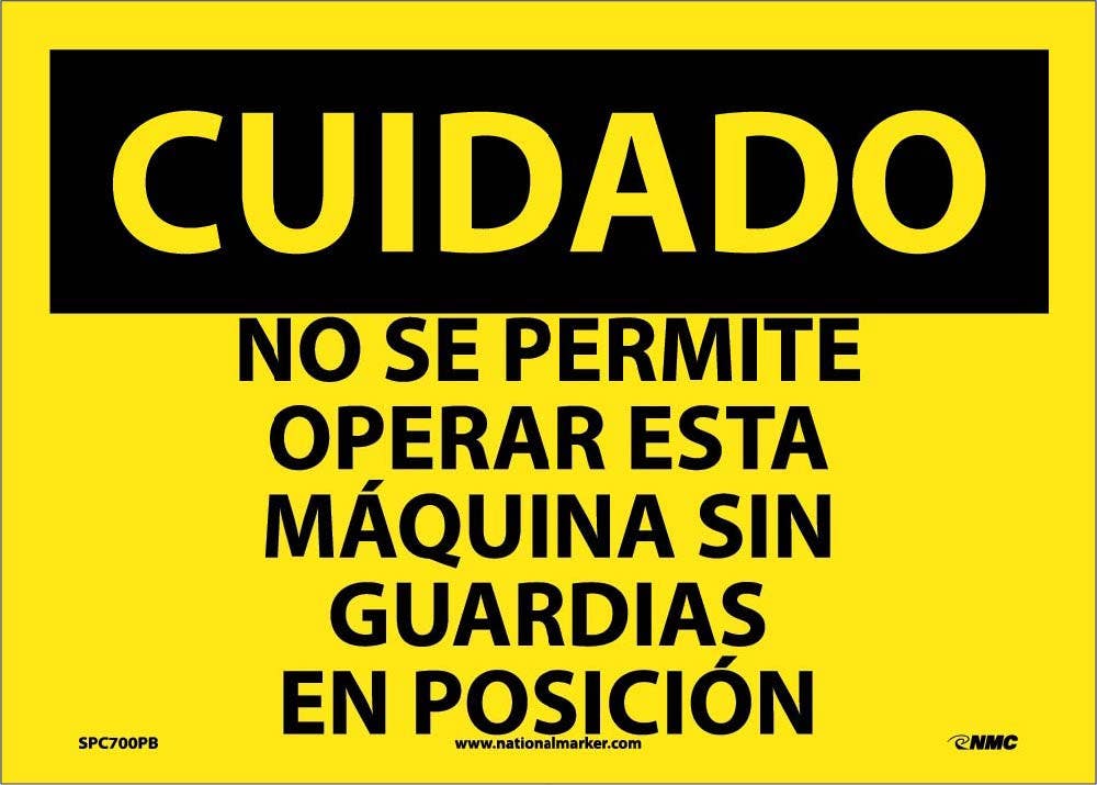 AccuformNMC SPC700 Caution, Chock Wheels Sign (Spanish), 10" x 14"