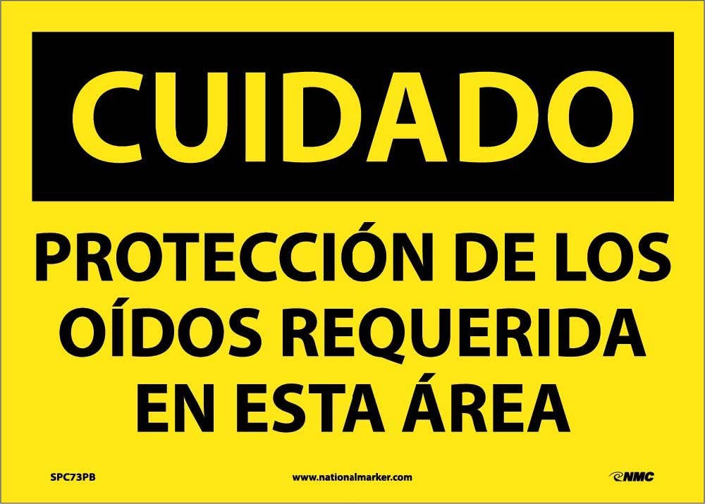 AccuformNMC SHMPP OSHA Caution Safety Sign, Ear Protection Must Be Worn In This Area, Spanish