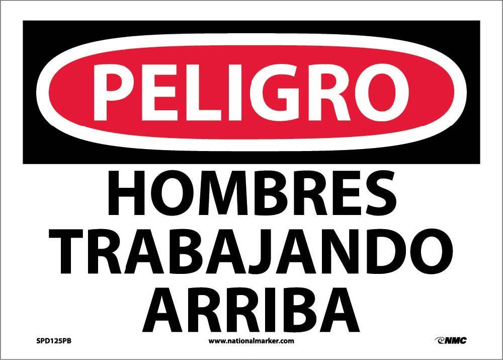 AccuformNMC M OSHA Danger Safety Sign, Men Working Above (Up Arrow)